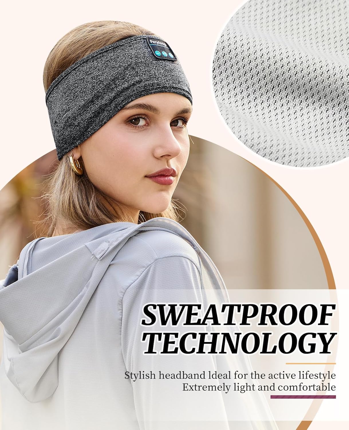 Wireless Bluetooth Sports Headband Headphones with Ultra-Thin HD Stereo Speakers for Sleep, Workouts, Jogging, Yoga, Insomnia, Air Travel, and Meditation (Sky Blue)