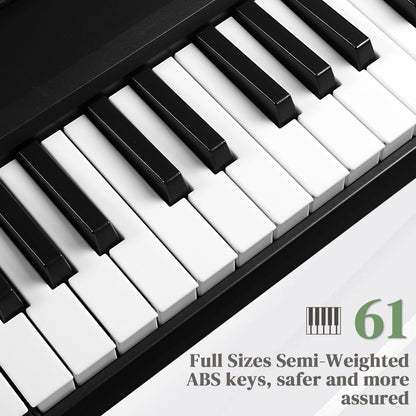 61 Key Folding Keyboard Piano, Foldable Electronic Keyboard Piano Portable Electric Piano with 200 Rhythms, 200 Tones and 80 Demos for Beginners