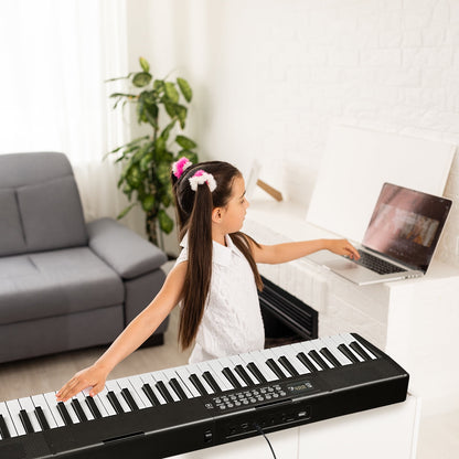 61 Key Folding Keyboard Piano, Foldable Electronic Keyboard Piano Portable Electric Piano with 200 Rhythms, 200 Tones and 80 Demos for Beginners