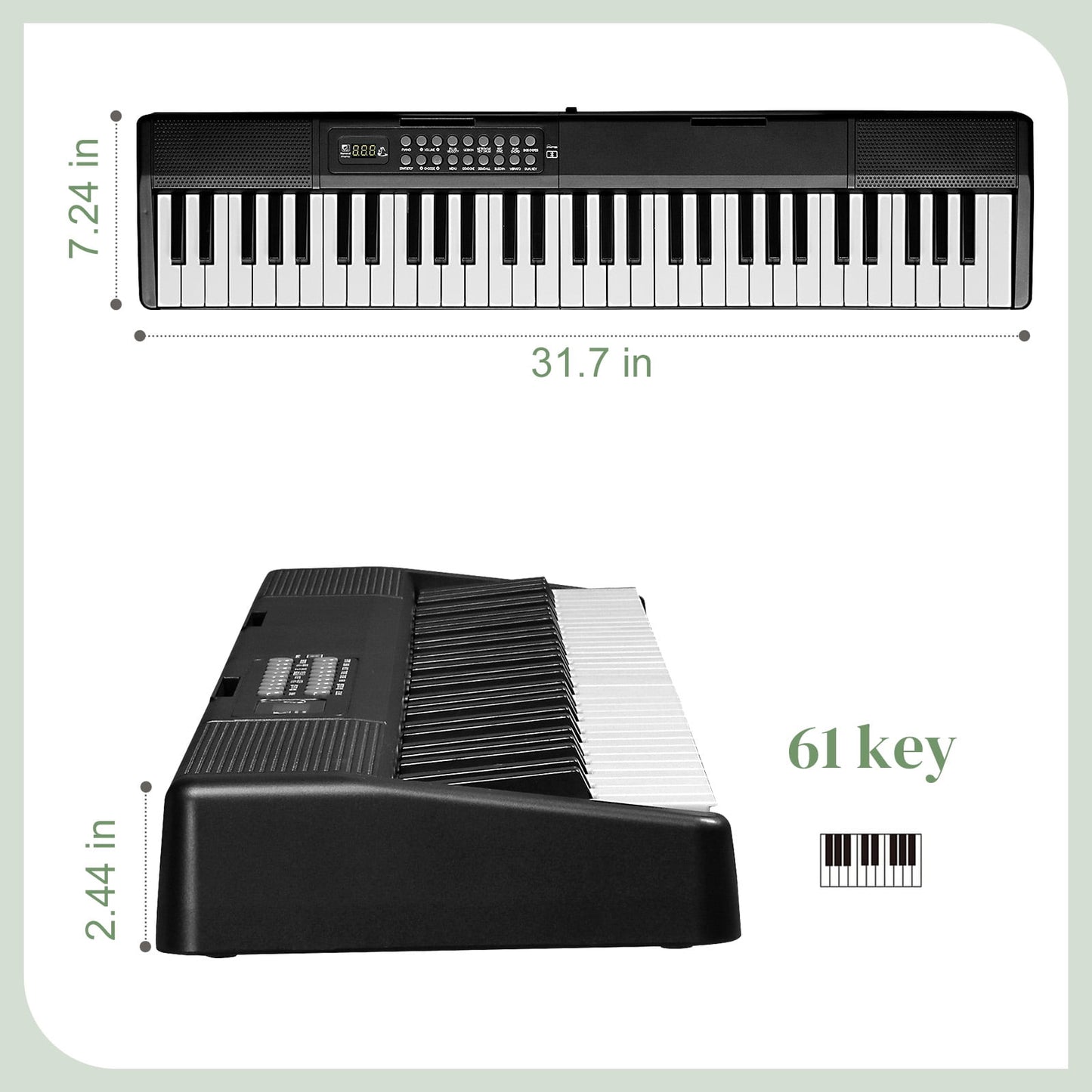 61 Key Folding Keyboard Piano, Foldable Electronic Keyboard Piano Portable Electric Piano with 200 Rhythms, 200 Tones and 80 Demos for Beginners