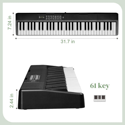61 Key Folding Keyboard Piano, Foldable Electronic Keyboard Piano Portable Electric Piano with 200 Rhythms, 200 Tones and 80 Demos for Beginners