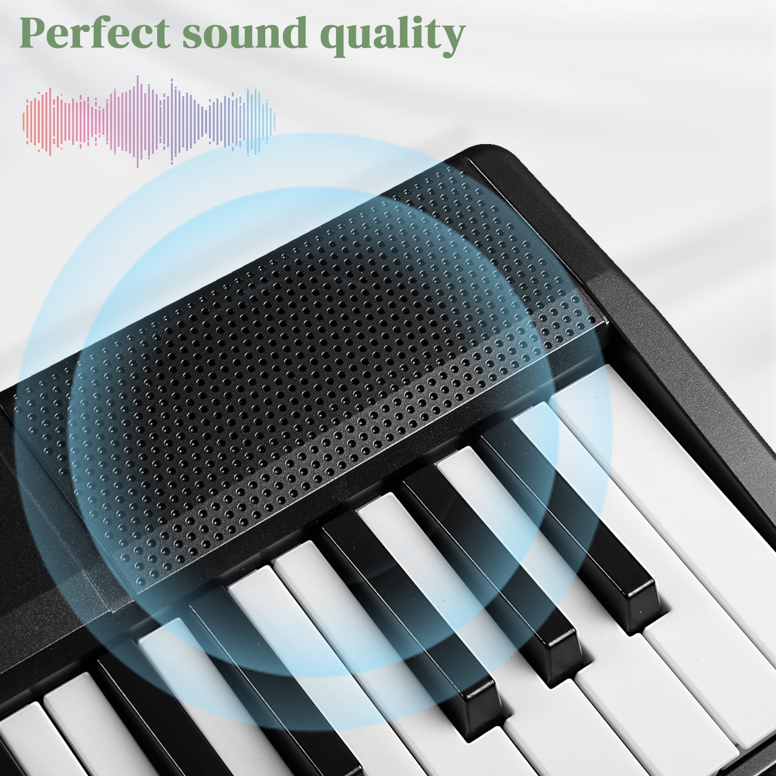 61 Key Folding Keyboard Piano, Foldable Electronic Keyboard Piano Portable Electric Piano with 200 Rhythms, 200 Tones and 80 Demos for Beginners