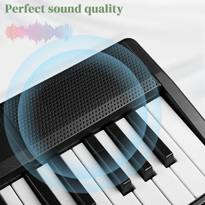 61 Key Folding Keyboard Piano, Foldable Electronic Keyboard Piano Portable Electric Piano with 200 Rhythms, 200 Tones and 80 Demos for Beginners