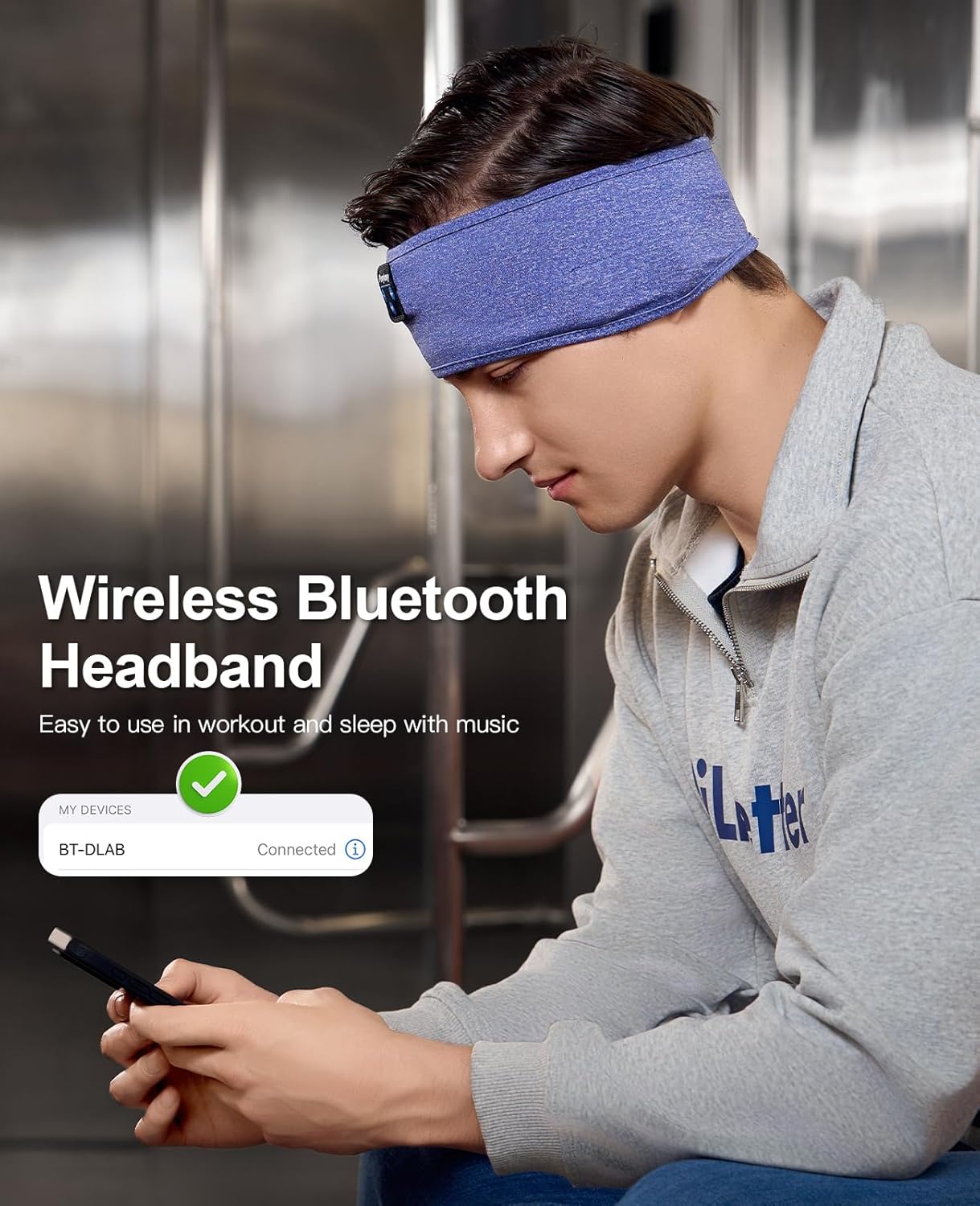 Wireless Bluetooth Sports Headband Headphones with Ultra-Thin HD Stereo Speakers for Sleep, Workouts, Jogging, Yoga, Insomnia, Air Travel, and Meditation (Sky Blue)