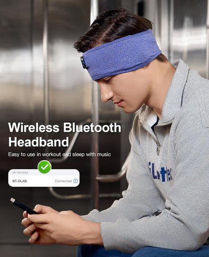 Wireless Bluetooth Sports Headband Headphones with Ultra-Thin HD Stereo Speakers for Sleep, Workouts, Jogging, Yoga, Insomnia, Air Travel, and Meditation (Sky Blue)