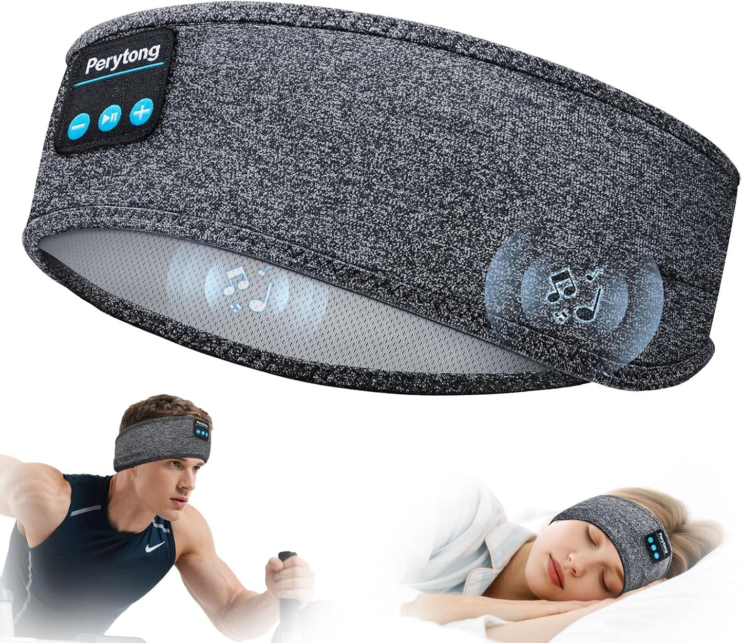 Wireless Bluetooth Sports Headband Headphones with Ultra-Thin HD Stereo Speakers for Sleep, Workouts, Jogging, Yoga, Insomnia, Air Travel, and Meditation (Sky Blue)