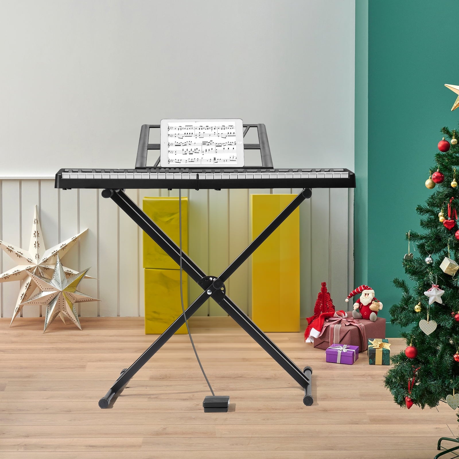 61 Key Folding Keyboard Piano, Foldable Electronic Keyboard Piano Portable Electric Piano with 200 Rhythms, 200 Tones and 80 Demos for Beginners