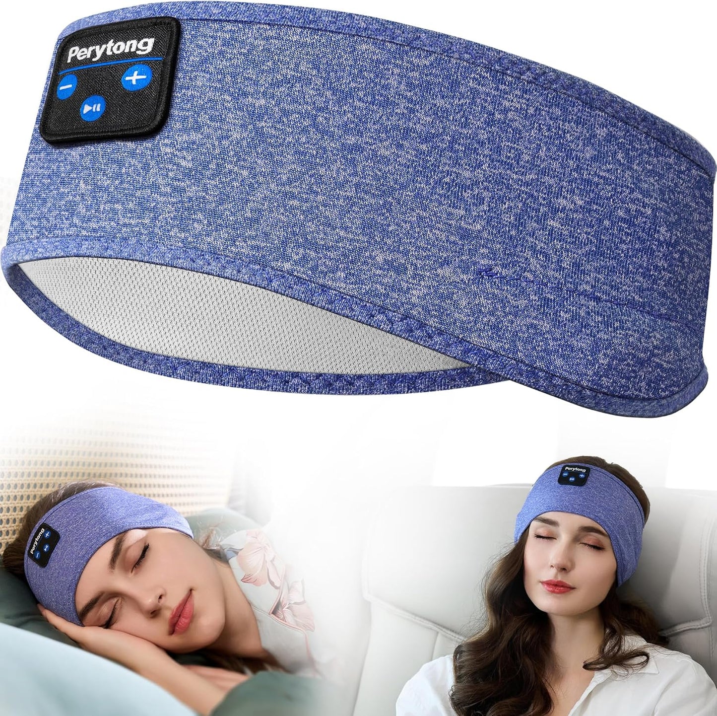 Wireless Bluetooth Sports Headband Headphones with Ultra-Thin HD Stereo Speakers for Sleep, Workouts, Jogging, Yoga, Insomnia, Air Travel, and Meditation (Sky Blue)
