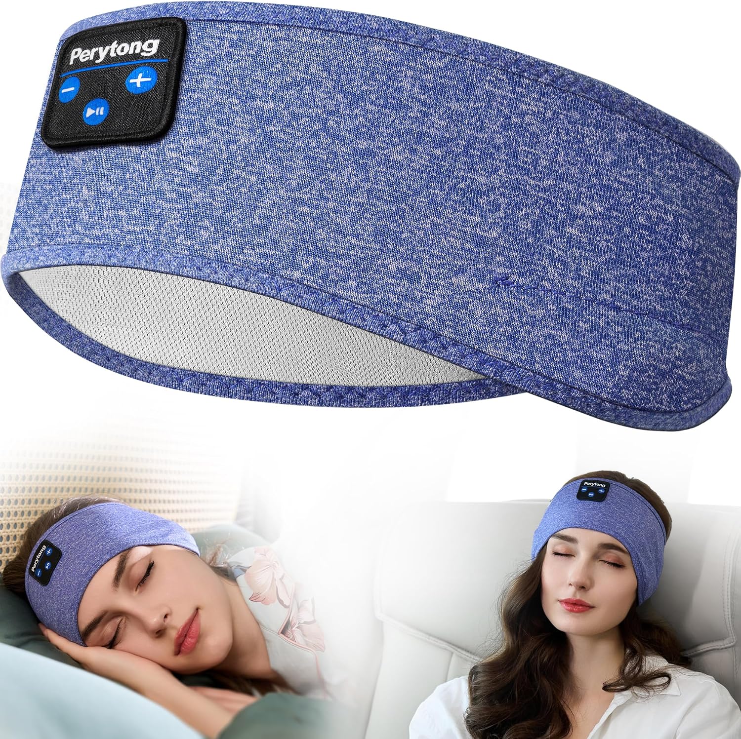 Wireless Bluetooth Sports Headband Headphones with Ultra-Thin HD Stereo Speakers for Sleep, Workouts, Jogging, Yoga, Insomnia, Air Travel, and Meditation (Sky Blue)